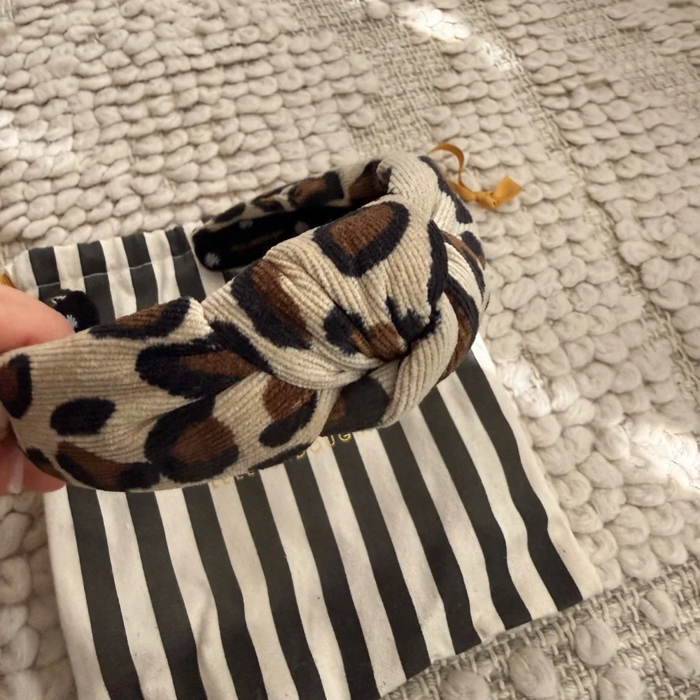 Lele Sadoughi Corduroy Leopard Knotted Headband - Picture 3 of 4